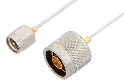 SMA Male to N Male Cable 6 Inch Length Using PE-SR047FL Coax, RoHS