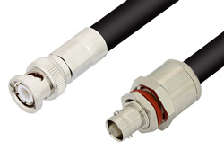 BNC Male to BNC Female Bulkhead Cable 24 Inch Length Using RG214 Coax, RoHS