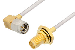 SMA Male Right Angle to SMA Female Bulkhead Cable 60 Inch Length Using PE-SR405AL Coax