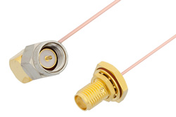 SMA Male Right Angle to SMA Female Bulkhead Cable 12 Inch Length Using PE-034SR Coax