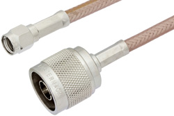 Reverse Polarity SMA Male to N Male Cable 60 Inch Length Using RG400 Coax