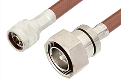 N Male to 7/16 DIN Male Cable 12 Inch Length Using RG393 Coax