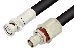 BNC Male to BNC Female Bulkhead Cable 36 Inch Length Using RG8 Coax, RoHS