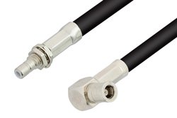 SMB Plug Right Angle to SMB Jack Bulkhead Cable 60 Inch Length Using RG58 Coax, RoHS