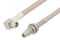 SMC Plug Right Angle to SMC Jack Bulkhead Cable 60 Inch Length Using RG316-DS Coax, RoHS