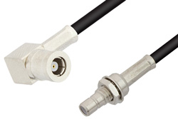 SMB Plug Right Angle to SMB Jack Bulkhead Cable 12 Inch Length Using PE-B100 Coax