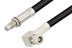 SMC Plug Right Angle to SMC Jack Bulkhead Cable 72 Inch Length Using RG223 Coax, RoHS