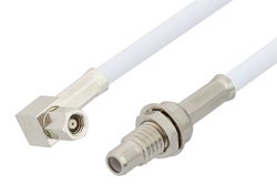 SMC Plug Right Angle to SMC Jack Bulkhead Cable 12 Inch Length Using RG188-DS Coax, RoHS