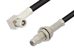 SMC Plug Right Angle to SMC Jack Bulkhead Cable 12 Inch Length Using PE-B100 Coax