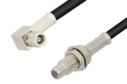 SMC Plug Right Angle to SMC Jack Bulkhead Cable 48 Inch Length Using PE-B100 Coax