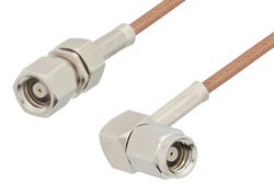 SMC Plug to SMC Plug Right Angle Cable 60 Inch Length Using RG178 Coax, RoHS