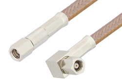 SMC Plug to SMC Plug Right Angle Cable 12 Inch Length Using RG400 Coax