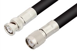 TNC Male to BNC Male Cable 36 Inch Length Using RG8 Coax, RoHS