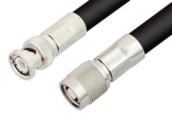 Reverse Polarity TNC Male to BNC Male Cable 12 Inch Length Using RG214 Coax