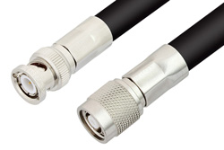 Reverse Polarity TNC Male to BNC Male Cable 36 Inch Length Using RG214 Coax, RoHS