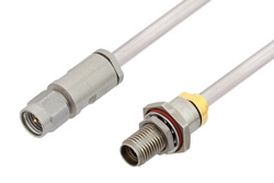 3.5mm Male to 3.5mm Female Bulkhead Cable 24 Inch Length Using PE-SR402AL Coax