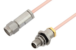 3.5mm Male to 3.5mm Female Bulkhead Cable 12 Inch Length Using RG405 Coax