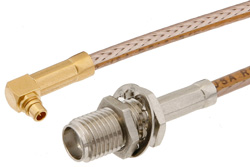SMA Female Bulkhead to MMCX Plug Right Angle Cable 60 Inch Length Using RG316 Coax