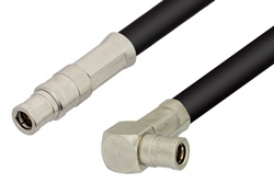 75 Ohm Mini SMB Plug to 75 Ohm Mini SMB Plug Right Angle Cable 36 Inch Length Using 75 Ohm RG59 Coax