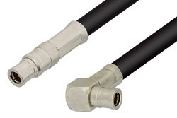 75 Ohm Mini SMB Plug to 75 Ohm Mini SMB Plug Right Angle Cable 72 Inch Length Using 75 Ohm RG59 Coax