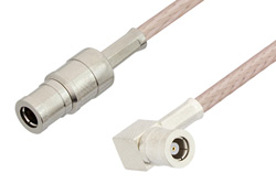 75 Ohm Mini SMB Plug to 75 Ohm Mini SMB Plug Right Angle Cable 36 Inch Length Using 75 Ohm RG179 Coax
