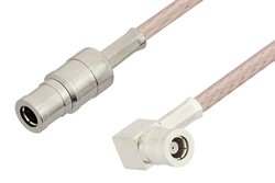 75 Ohm Mini SMB Plug to 75 Ohm Mini SMB Plug Right Angle Cable 60 Inch Length Using 75 Ohm RG179 Coax
