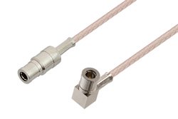 75 Ohm Mini SMB Plug to 75 Ohm Mini SMB Plug Right Angle Cable 60 Inch Length Using 75 Ohm RG179 Coax, RoHS