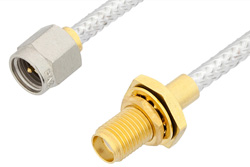 SMA Male to SMA Female Bulkhead Cable 60 Inch Length Using PE-SR402FL Coax, RoHS