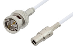 75 Ohm Mini SMB Plug to 75 Ohm BNC Male Cable 60 Inch Length Using 75 Ohm RG187 Coax, RoHS