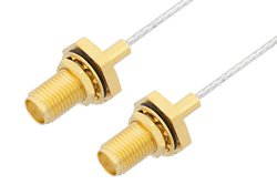 SMA Female Bulkhead to SMA Female Bulkhead Cable 18 Inch Length Using PE-SR047FL Coax