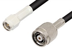 SMA Male to Reverse Polarity TNC Male Cable 12 Inch Length Using RG58 Coax, RoHS