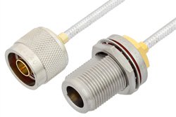 N Male to N Female Bulkhead Cable 24 Inch Length Using PE-SR402FL Coax