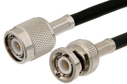 TNC Male to BNC Male Cable 36 Inch Length Using RG58 Coax, RoHS