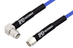 SMA Male to SMA Male Right Angle Precision Cable 200 CM Length Using PE-P141 Coax, LF Solder
