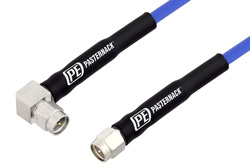 SMA Male to SMA Male Right Angle Precision Cable 50 CM Length Using PE-P141 Coax, LF Solder
