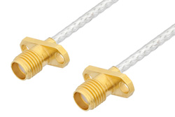 SMA Female 2 Hole Flange to SMA Female 2 Hole Flange Cable 6 Inch Length Using PE-SR402FL Coax
