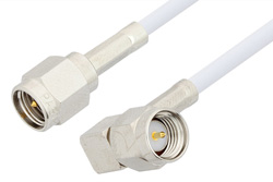 SMA Male to SMA Male Right Angle Cable 12 Inch Length Using RG188 Coax, RoHS