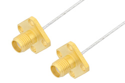 SMA Female 4 Hole Flange to SMA Female 4 Hole Flange Cable 12 Inch Length Using PE-SR047FL Coax, RoHS