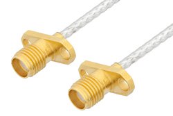 SMA Female 2 Hole Flange to SMA Female 2 Hole Flange Cable 60 Inch Length Using PE-SR405FL Coax