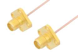 SMA Female 4 Hole Flange to SMA Female 4 Hole Flange Cable Using PE-047SR Coax , LF Solder