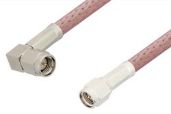 SMA Male to SMA Male Right Angle Cable 72 Inch Length Using RG142 Coax