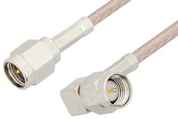 SMA Male to SMA Male Right Angle Cable 24 Inch Length Using RG316 Coax, RoHS