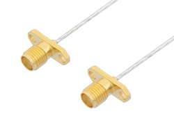 SMA Female 2 Hole Flange to SMA Female 2 Hole Flange Cable 6 Inch Length Using PE-SR047FL Coax, RoHS