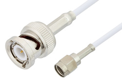 Reverse Polarity SMA Male to BNC Male Cable Using RG188 Coax, RoHS