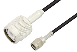 Reverse Polarity SMA Male to TNC Male Cable 36 Inch Length Using RG174 Coax, RoHS