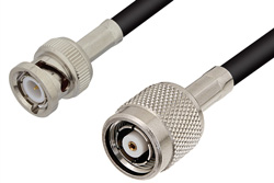 Reverse Polarity TNC Male to BNC Male Cable 12 Inch Length Using RG58 Coax, RoHS