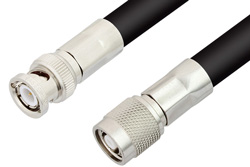 Reverse Polarity TNC Male to BNC Male Cable Using RG213 Coax