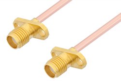 SMA Female 2 Hole Flange to SMA Female 2 Hole Flange Cable 12 Inch Length Using RG402 Coax