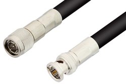 75 Ohm TNC Male to 75 Ohm BNC Male Cable 60 Inch Length Using 75 Ohm RG11 Coax, RoHS