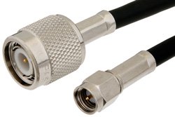 SMA Male to TNC Male Cable 12 Inch Length Using RG223 Coax, RoHS